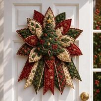 1 rinkinys Kalėdinis durų kabinamas vainikas Dygsniuoto audinio Meduoliukas Poinsettia Medis Pasidaryk pats siuvimo rinkinys Šventinės rankdarbių namų dekoras Dovana A1 brown