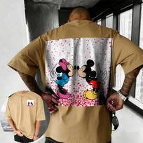 Summer 2026 Disney Cute Mickey Mouse Print Tshirt 100 Pure Cotton Shortsleeved Casual Loose and Breathable Unisex 3XL brown