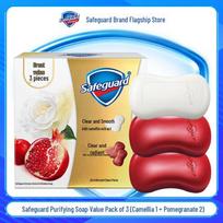 Safeguard Purifying Soap 3-Pack: 2 Red Pomegranate & 1 Camellia, 100g Bars for Hand & Shower Cleaning green