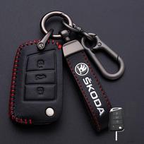 AHUN5 Automobilio nuotolinio valdymo pultelio dėklas Dangtelis Apsauginis Laikiklis Korpusas Skoda Octavia A5 A7 Fabia Superb Kodiaq Karoq Automobilio raktų pakabuko priedai black