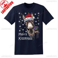 Linksmų Kalėdų Kissmyass Dunky Juokinga Dovana Unisex Kalėdiniai Marškinėliai Juokingi Marškinėliai Viršus Trumpomis Rankovėmis Aukštos Kokybės Medvilniniai Viršutiniai Drabužiai Streetwear 2XL black