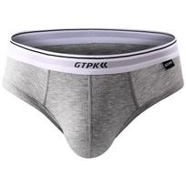 Ribbed Briefs Man Sexy Underwear U Convex Underpants Male Breathable Solid Panties Bulge Pouch Briefs Men Bikini Comfy Lingerie XL gray