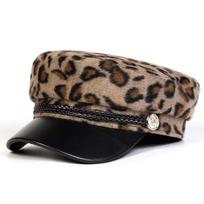 Big Head Circumference Leopard Print Beret Korean Style Women Artist Hat Painter Cap  Autumn Winter ruda