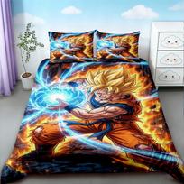 Antklodės užvalkalas Dragon Ball Lovos komplektas Anime Goku Antklodė Lovos patalynė Viengulis Twin Pilnas Karalienės Dydis Vaikams Suaugusiems Berniukams Dovana Patogus 140*200cm/55x79in Single/Twin 3pcs blue