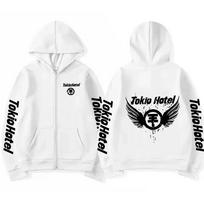 Tokio Hotel Hoody Vyrams Moterims Harajuku Užtraukiama Striukė Džemperis Hip Hop Gatvės Stiliaus Mada Per dydį Ilgomis Rankovėmis Užtraukiamos Hoodies M white