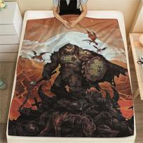 1PC DOOM The Dark Ages Print Flannel Blanket, High quality Comfortable for All Seasons, Home Decor, Warmth and Comfort, Perfect for Christmas Gifts 80cmx120cm brown