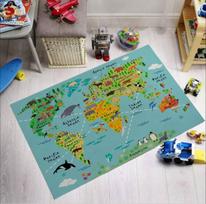 World Living Animal Map Area Rugs Non-Slip Floor Mat Doormats Home Runner Rug Carpet for Bedroom 60cm x 90cm white