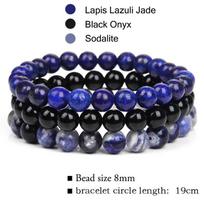 3 vnt./kompl. Natūralaus akmens apyrankė Rožinis kvarcas Obsidianas Ametistai Tigro akies karoliukai Elastinė apyrankė moterims vyrams Sveikatos apsauga black