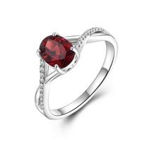 Elegantiškas ir Kilnus Natūralus granatas Tikras brangakmenis Žiedas 925 prabos sidabras puikus papuošalas moterims jubiliejaus ir sužadėtuvių dovana US RING SIZE:8# raudona