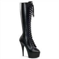 15cm Priekyje raišteliais aukštakulniai Pole šokio batai, Stiletto batai, Mados tendencija aukšti batai YKC 43 juoda