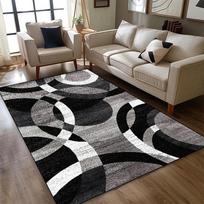 Modernūs geometriniai kilimai svetainei Minkšti didelio ploto pliušiniai kilimai Neslystantis miegamojo dekoras Lovūgalio grindų kilimėlis Darbo patalpos kilimėlis 60*90cm gray