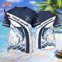 Lydeka / Marlin žvejyba Personalizuotas pavadinimas 3D spausdinimas visame paviršiuje Vyriški marškinėliai Šaūsūs vasaros Unisex Kasdieniai trumpomis rankovėmis marškinėliai TX259 5XL white