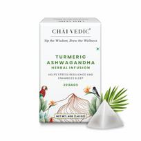 Chai Vedic Turmeric Ashwagandha Herbal Infusion Tea | 20 Tea Bags | Tea Powder