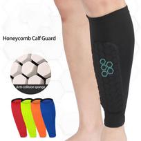 Custom Logo Honeycomb Shin Guard Calf Sleeve Brace Support for Soccer Football Leg Protection L tamsi chaki spalva