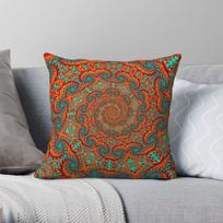 Orange Teal Vortex Pillowcase Polyester Linen Velvet Printed Zip Decor Car Cushion Cover Wholesale 45X45CM brown