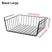 1Pcs Small/Large Cabinet Storage Rack Under Table Hanging Mesh Basket New Kitchen Organizer Shelf Black Large