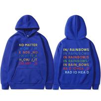 Rock Band Radiohead in Rainbows Graphic Hoodie Men Women Retro Hip Hop Oversized Streetwear Hoodies S red