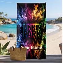 Linkin Park Custom Beach Towel, Print Your Name Text Lightweight Absorbent Towel for Swimming Travel 70cmx140cm(27x55inch) blue