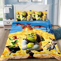 Cartoon Fantasy Movie Funny ShrekS Duvet Cover Pillowcase Bedding Set Adult Boy Girl Bedroom Decoration Gift Single Double Size7 EU Single 135*200cm/53x79in 3pcs yellow