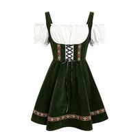 Raffliuotas Bavariškas Dirndl Suknelė A formos Siluetas Moteriška Festivalio Suknelė Helovino Kostiumas Green-XL black