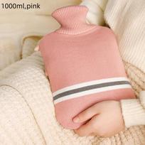 1L Or 2L Hot Water Bottle With Knitted Cover Large Capacity Hot Water Bag For Female Warm Belly Hands Inject Water Hot Water Bag A6 beige