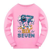 5230  Kids Boys Girls Steal a Brainrot 67 Six Seven Print Long Sleeves T-Shirt 170cm rožinė