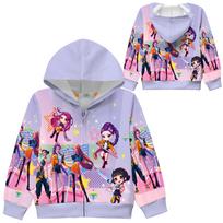 Vaikams Mergaitėms POP Dainininkės Rumi Zoey Mira Spausdinta Laisvalaikio Striukė su Gobtuvu ir Užtrauktuku Ilgomis Rankovėmis Paltai Drabužių Išpardavimas 120CM violetinė
