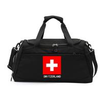 Gym Handbag Crossbody Bags Switzerland Flag Printed with Shoes Pocket Large Capacity Training Daypack Fitness Yoga Tote Packs black