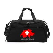 Gym Handbag Crossbody Bags Switzerland Flag Printed with Shoes Pocket Large Capacity Training Daypack Fitness Yoga Tote Packs black