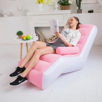 Lazy Inflatable Sofa Flocking Pvc Sofa Chair Portable Rest Mattress S-Shaped Ergonomic Recliner Lunch Break Lounge Chair For Kid gray