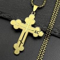 Ortodoksų IC XC Kryžiaus Nerūdijančio Plieno Pakabukas Karoliai Vyrams Moterims Grandinėlės Karoliai Religinis Amuletas Juvelyrika Apykaklė Dovana black