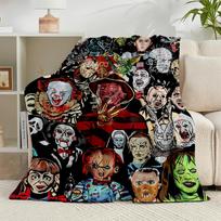 1PC Horror Movie Icons Flannel Blanket Gift, Suitable for Both Men And Women, Soft Ideal for Beds And Sofa, Birthday Or Christmas Gift 100x150cm