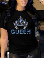 Queen Crown Print Black T-shirt XXL black