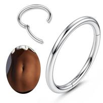 14G Stainless Steel Clicker Belly Button Ring for Women Hoop Navel Belly Piercing Jewelry Round Septum Nose Ring 6-14MM 1.6x12mm sidabras