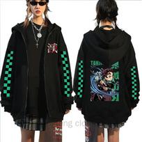 Anime Devil Killer Zipper Hoodie Coat Kanroji Mitsuri Cute Cartoon Hoodie Kimetsu No Yaiba Kamado Nezuko Fashion Trend Zipper Sp L black