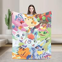 Digimon Blanket Quality Super Warm  Throw Blanket Winter Children Home Decor Street Trend Bedspread 100cmx150cm gray