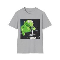 Juokinga Kermi žalia varlė uostanti baltus miltelius Softstyle marškinėliai, Humoro Muppet marškinėliai, Sarkastiškas Kiaulytės Pigi animacinis marškinėlis, Juokelio grafika 4XL gray