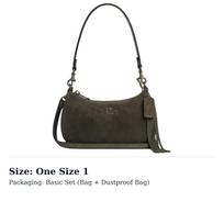 COACH Teri Cow Leather Crossbody Bag, Shoulder Bag Small Women's Army Green CCE42-QBARY One Size 1 black