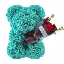 Multicolors Eternal Rose Bear Rainbow Birthday Valentine's Day Flower Artificial Flower šviesiai mėlyna spalva