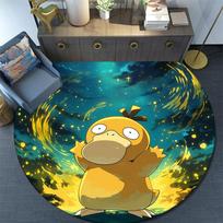 Psyduck,Apvalus kilimas,Kilimas svetainei, miegamajam, sofai, žaidimų kambariui, neslystantis grindų kilimėlis 80cmx80cm blue