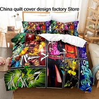 3Pcs JoJos Bizarre Adventure Anime Bedding Set 3D Print Shonen Manga Duvet Cover Pillowcases for Teens Fans Room Decor Gift EU Single 135*200cm/53x79in 3pcs brown