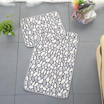 2 vnt./rinkinys Koralinis aksomas Neslystantis vonios dušo kilimėlis Tualeto minkštas grindų kilimėlis Kilimėlio padėklas 50x80cm D white