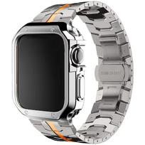Nerūdijančio plieno apyrankė+korpusas Apple Watch Ultra 2 49mm Series 10 46mm prabangi vyriška dirželis IWatch 9 8 7 6 5 4 se 45mm 44 Correa Series 7 8 9 45MM gray