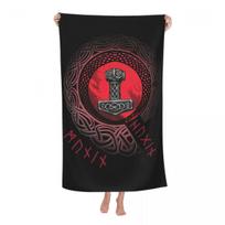 Vikingų runos Thor Mjolnir paplūdimio rankšluostis Norse Valhalla Odin kvėpuojantis mikropluošto baseino rankšluosčiai W30*H60(CM) brown
