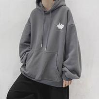 Men's Hong Kong Style Retro Hooded Sweatshirt - Spring/Autumn Trendy Loose Fit with Velvet Lining XL gray