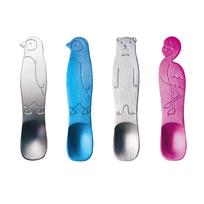 Easy-to-eat ice cream spoon set 4 Shirokuma heat conduction aluminum made Japan Tsubame City 9.5 cm easy scoop gift. blue