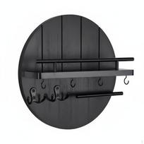 Įėjimo raktų pakabukas Universalus stovo lentyna Taupantis vietą su kabliukais koridoriui, Black gray