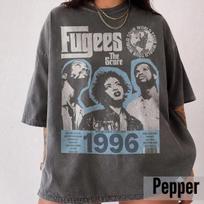 Vintažiniai Fugees marškinėliai The Score 1996 Pasaulinės ekskursijos T-shirt Comfort Colors Pipirinis Tee 90s Hip Hop Grafiniai marškinėliai Lauryn Hill Retro 3XL gray
