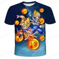 Vaikiški Dragon Ball marškinėliai 3D spausdinti Goku marškinėliai Berniukų drabužiai Streetwear viršutiniai drabužiai Vaikams Vegeta trumpomis rankovėmis Vaikas Harajuku 140cm gray