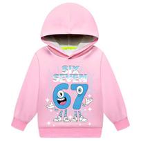 5443 Kids Girls Steal a Brainrot 67 Printed Casual Long Sleeves Sweatshirt Hoodies 160cm white